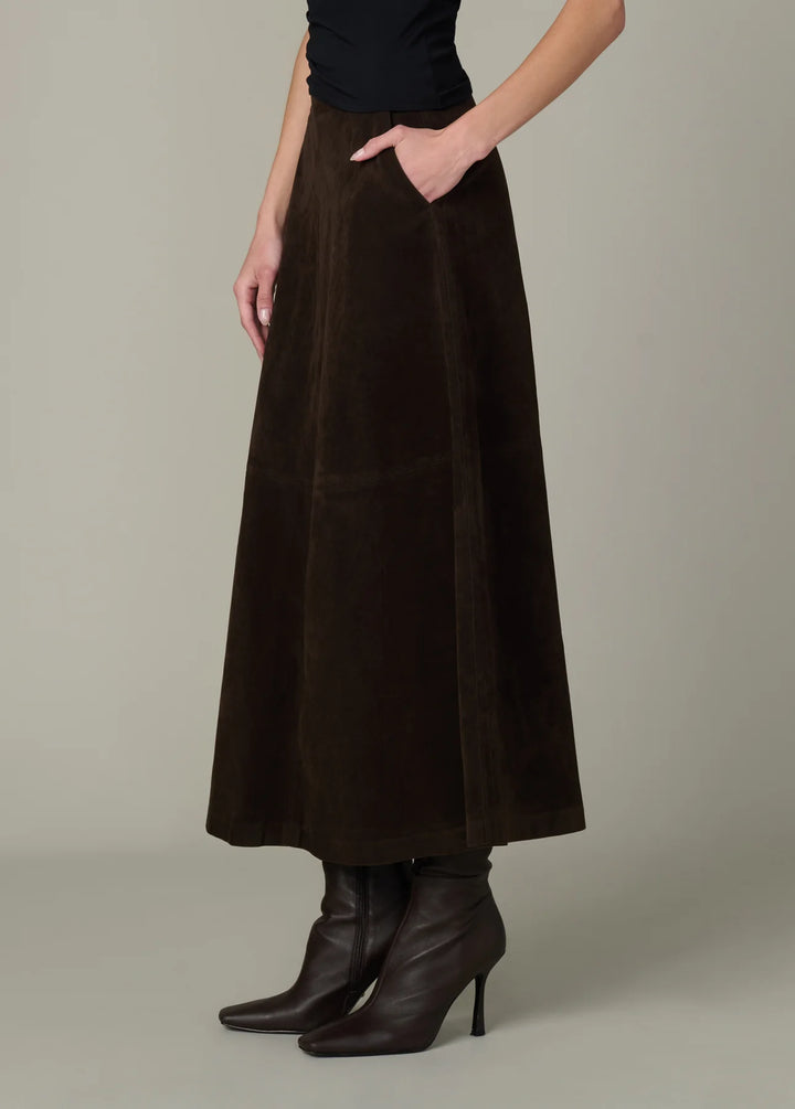 THE TAVI VEGAN SUEDE SKIRT