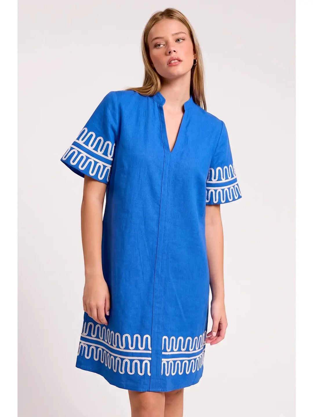 LOOPY TRIM RUFFLE DRESS