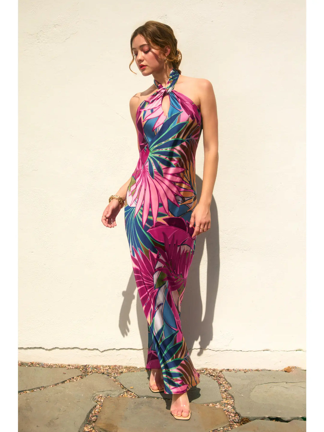 FINESSE HALTER NECK OPEN BACK MAXI DRESS