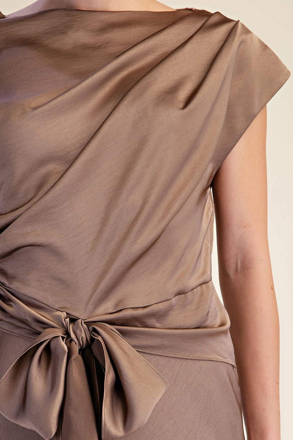 ASYMMETRICAL WAIST TIE MIDI DRESS