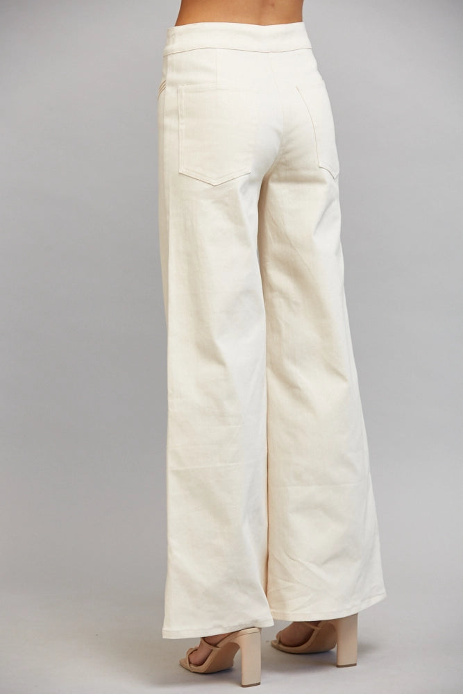 VERTICAL SEAM DETAIL HIGH WAISTED FLARE PANTS