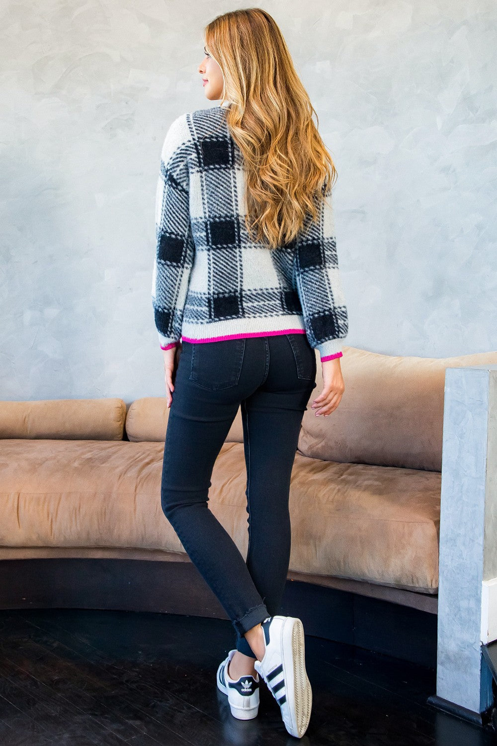 MOHAIR PLAID SWEATER