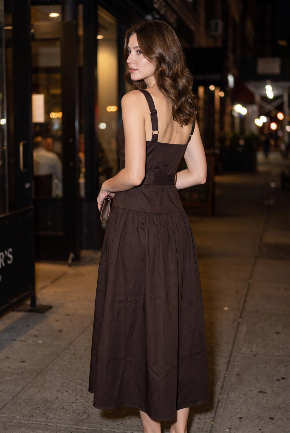 BELTED ZIP FRONT MIDI DRESS