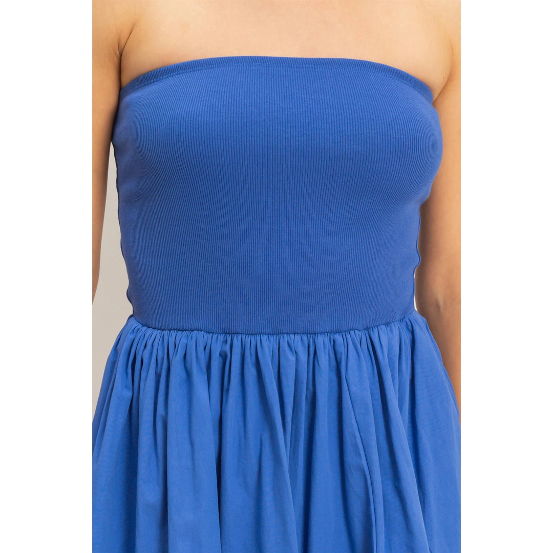 STRAPLESS FLOWY MINI DRESS - COBALT / Medium / DZ26C043 STRAPLESS FLOWY MINI DRESS - COBALT / Medium / DZ26C043