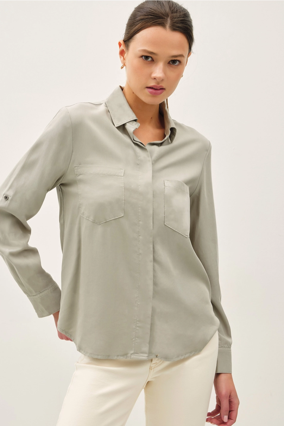 TENCEL ROLLED CUFF SHIRT