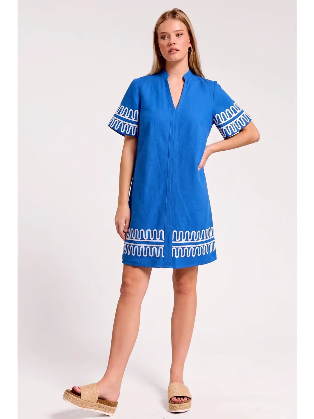 LOOPY TRIM RUFFLE DRESS