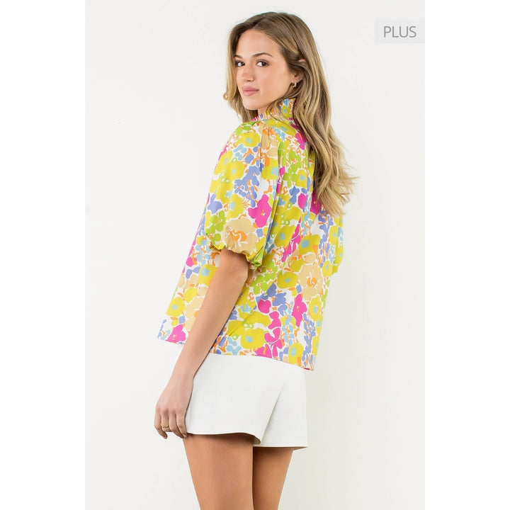 PUFF SLEEVE MULTI COLOR TOP