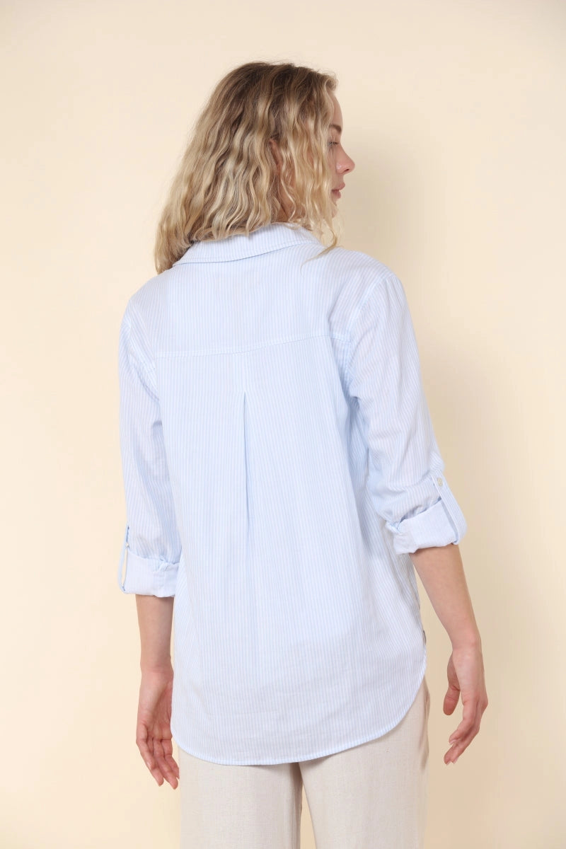 STRIPE GAUZE BUTTON DOWN SHIRT