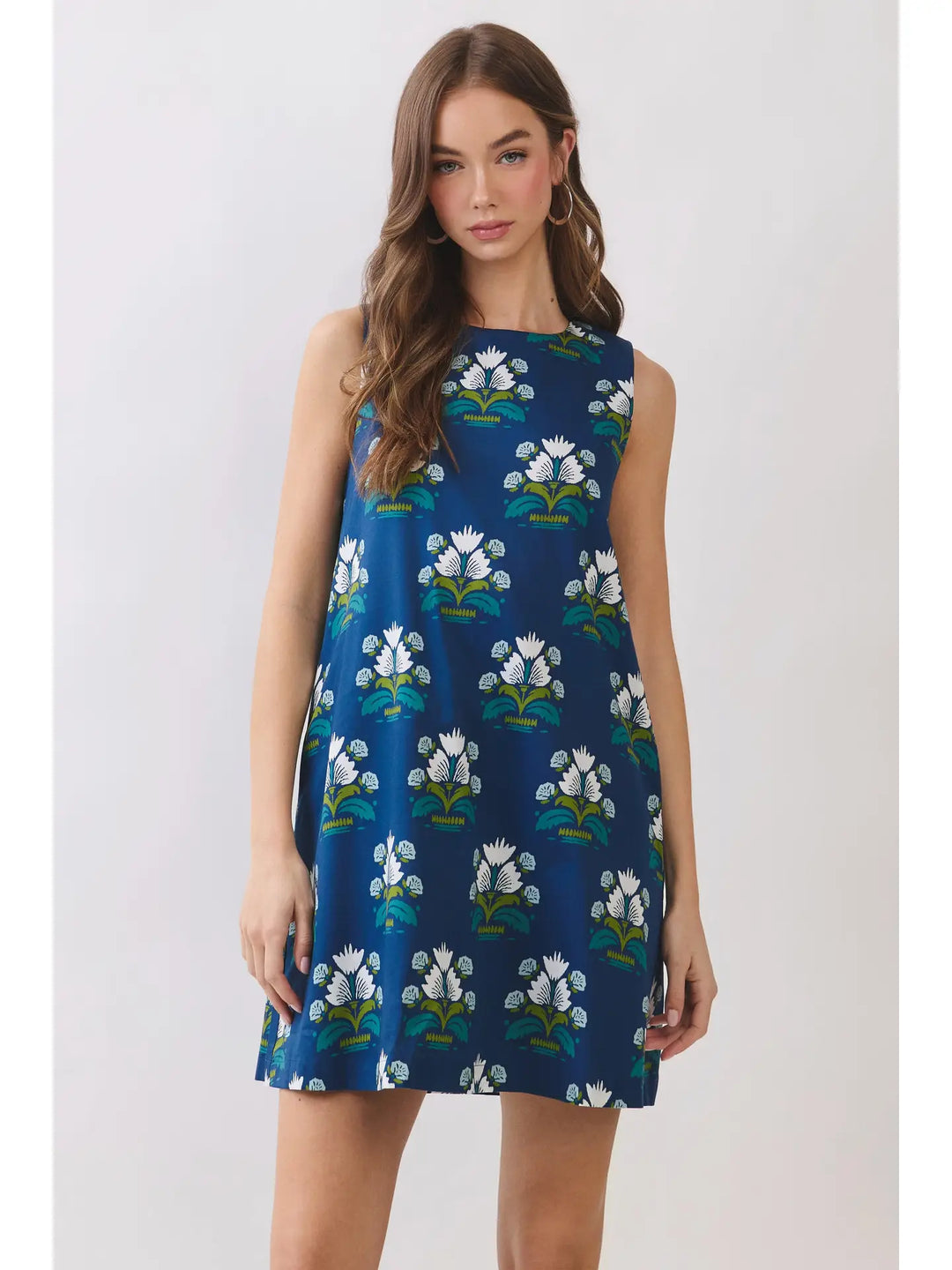 FLORAL PRINT BOW BACK SHIFT DRESS