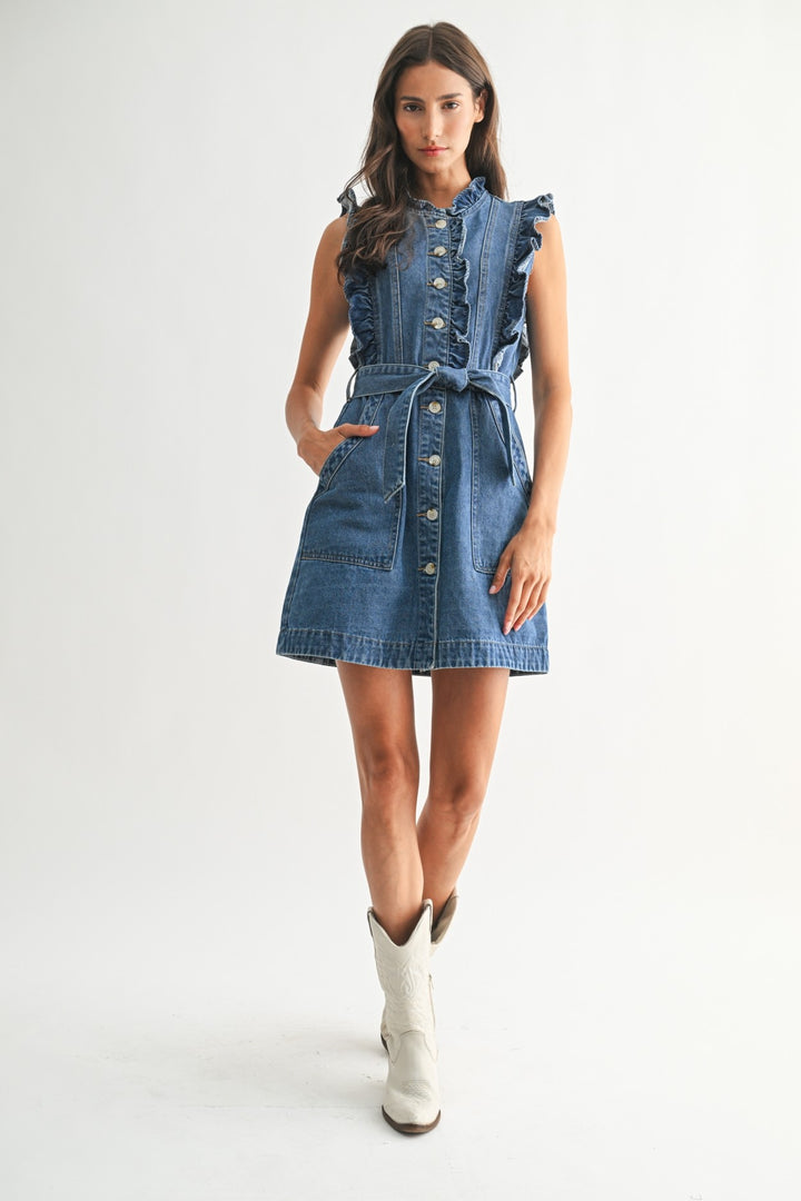 STYLISH DENIM BUTTON-DOWN DRESS