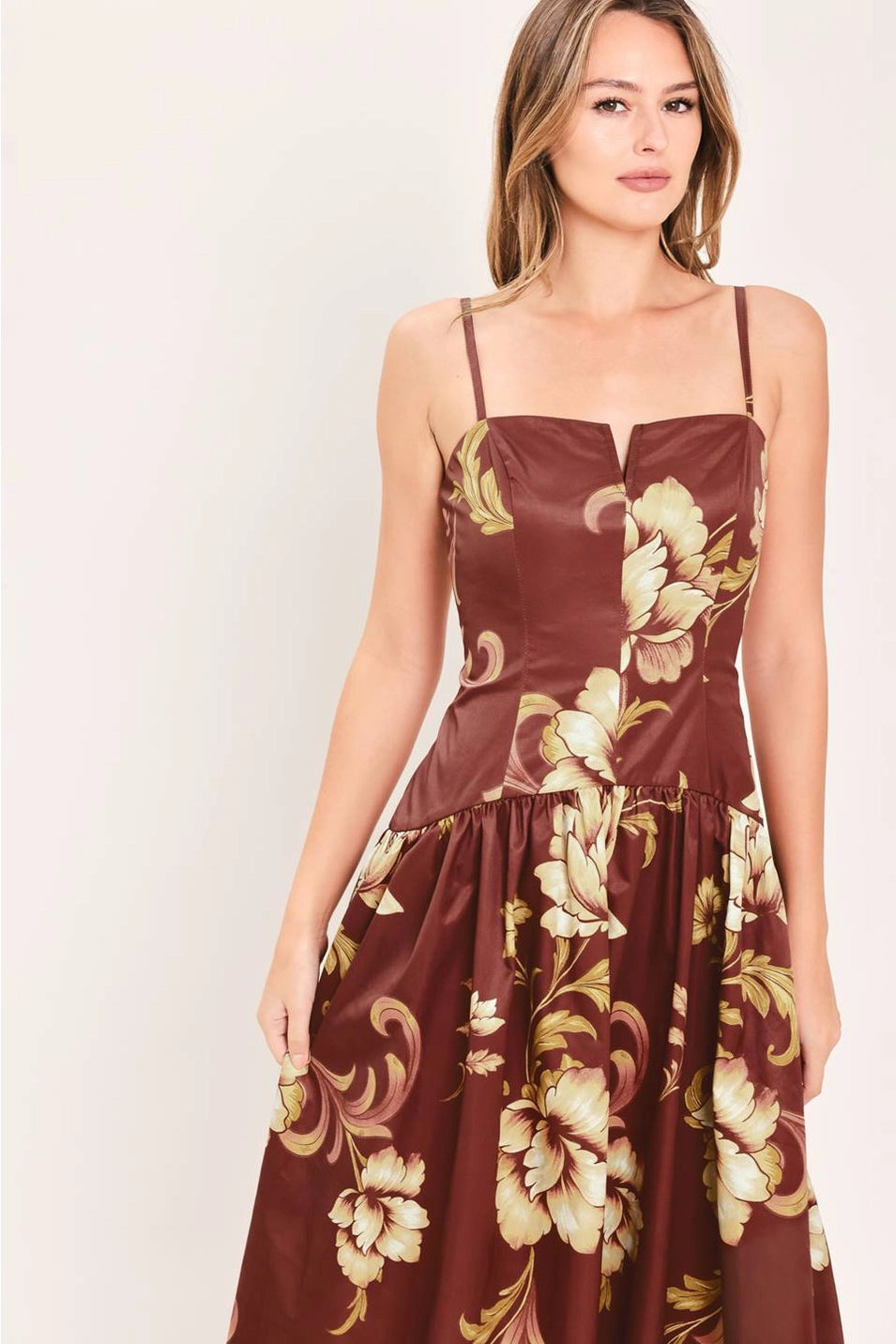 PRINTED WOVEN MIDI DRESS