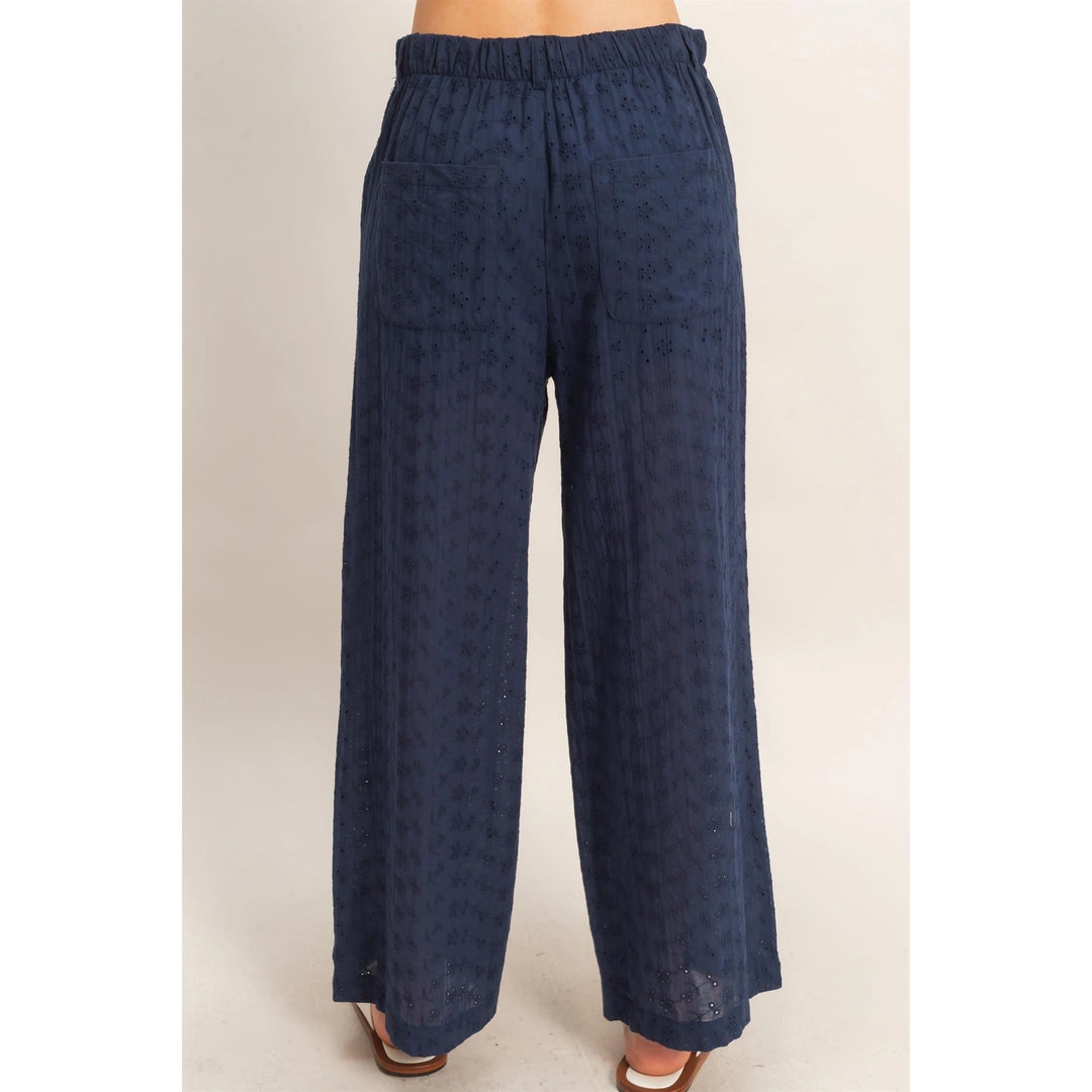 FLORAL EYELET PANTS