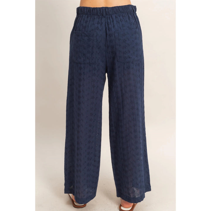 FLORAL EYELET PANTS