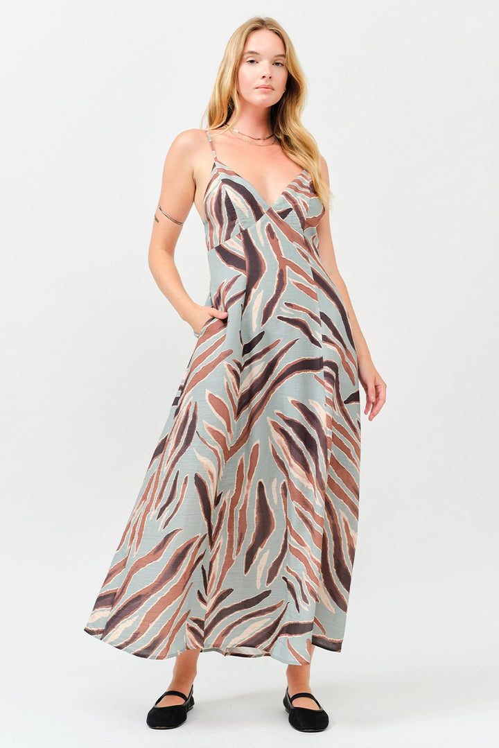PRINTED OPEN BACK MAXI DRESS