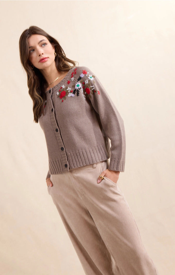 SABLE FLORAL EMBROIDERED CARDIGAN