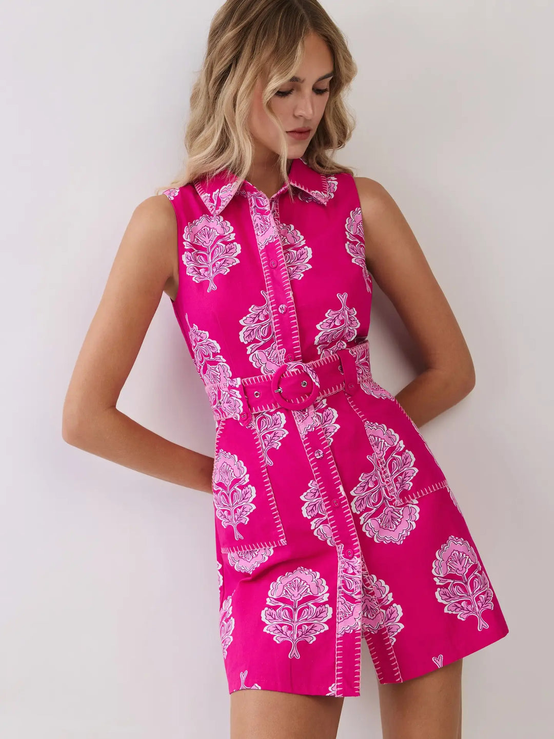 DAMASK PRINT SHIRT DRESS