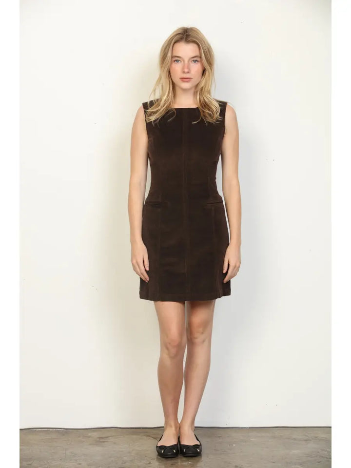 MINI DRESS WITH TWO FRONT WELT POCKETS