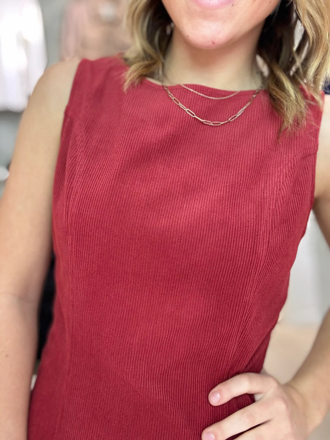 SKY BAR CORDUROY MOD DRESS