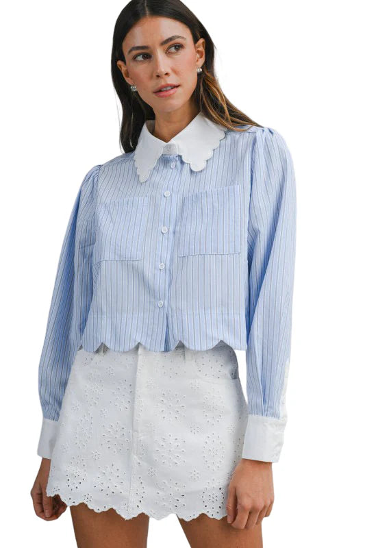 FLORAL EYELET LACE DENIM SKORT