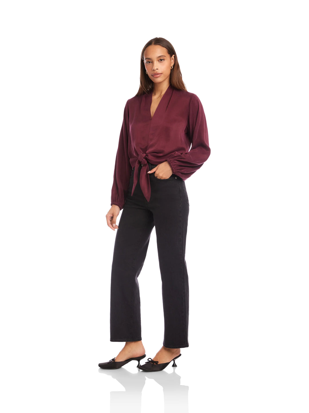 SCARLET TIE FRONT TOP