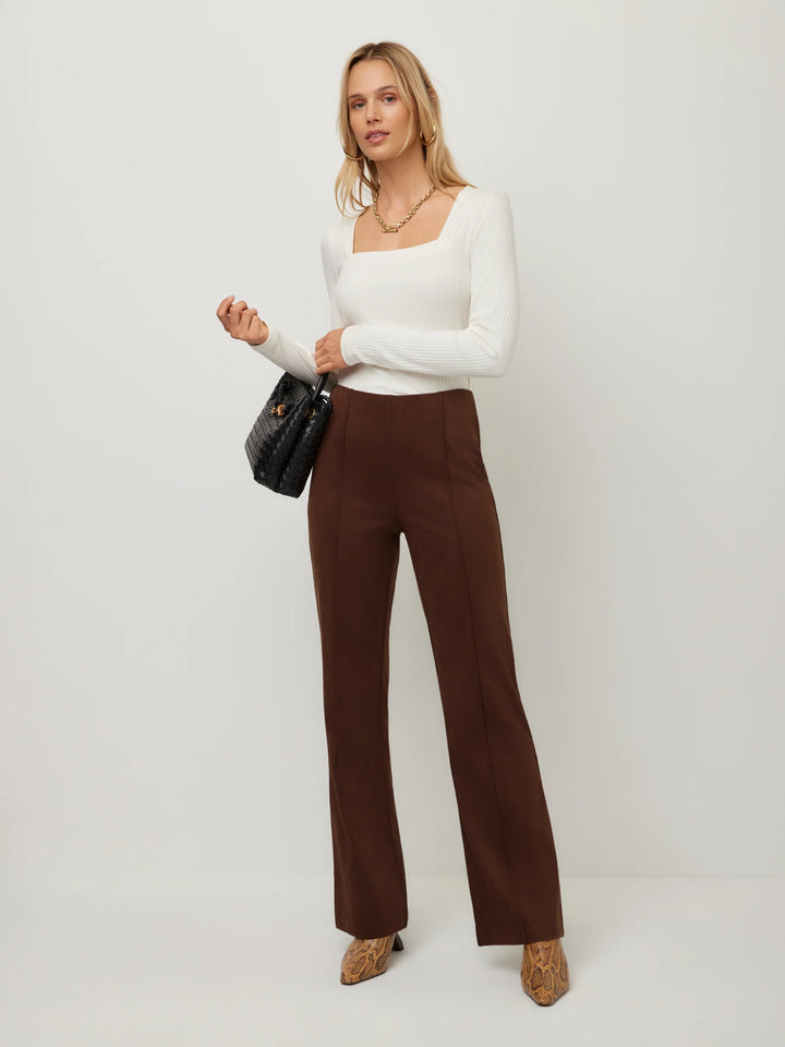 ELLIE FAUX SUEDE BOOTCUT PANTS