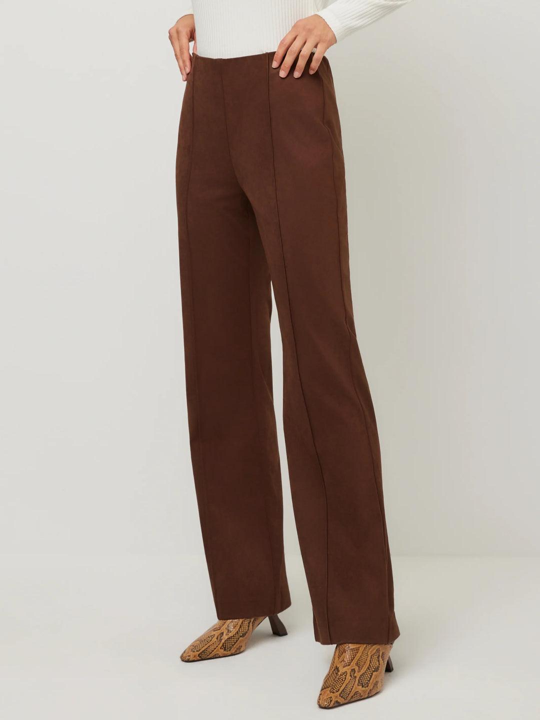ELLIE FAUX SUEDE BOOTCUT PANTS