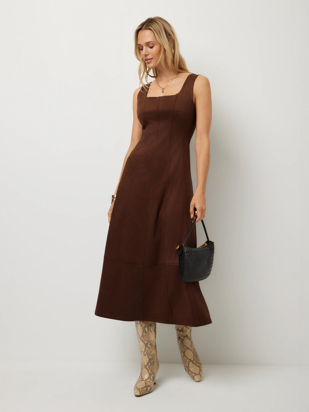 MADALYN FAUX SUEDE MIDI DRESS