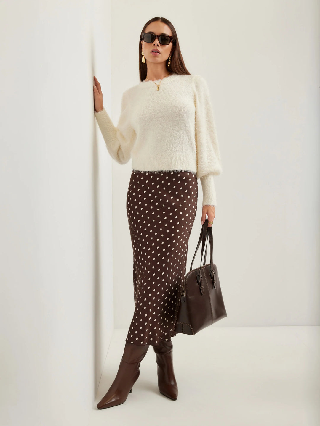 LIA SHIRRED SLEEVE SWEATER