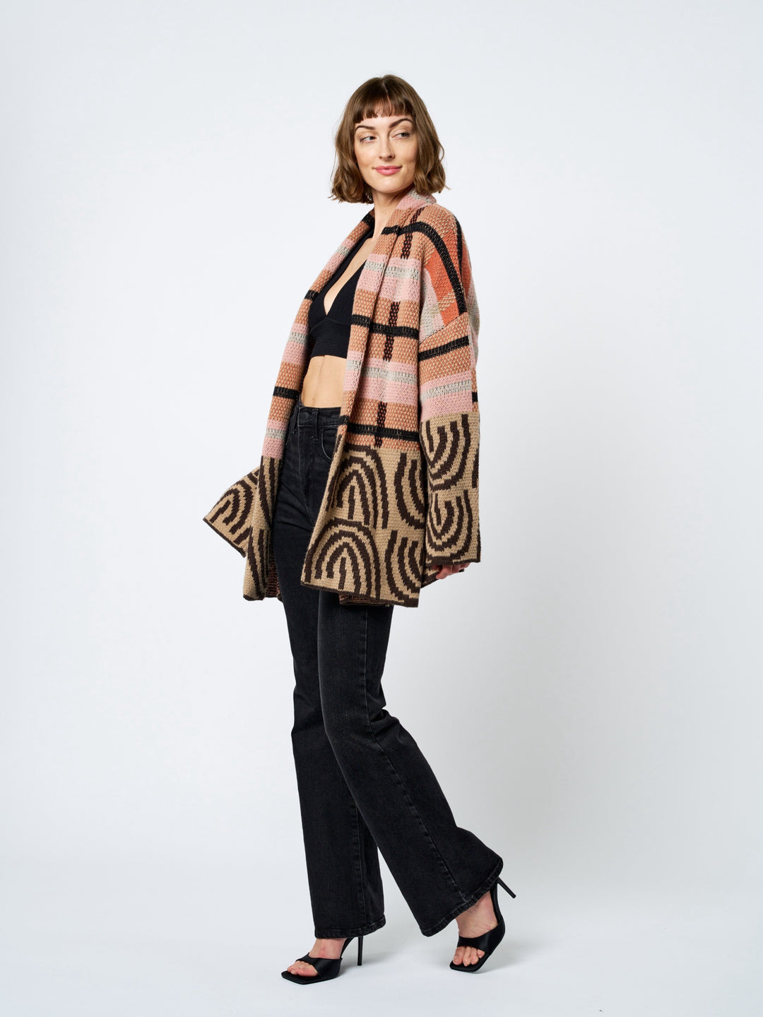 IRENE ABSTRACT PRINT KNIT CARDIGAN