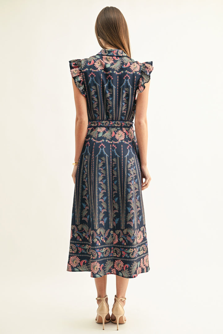 KARLY RUFFLED SLEEVES SHIRT MIDI DRESS