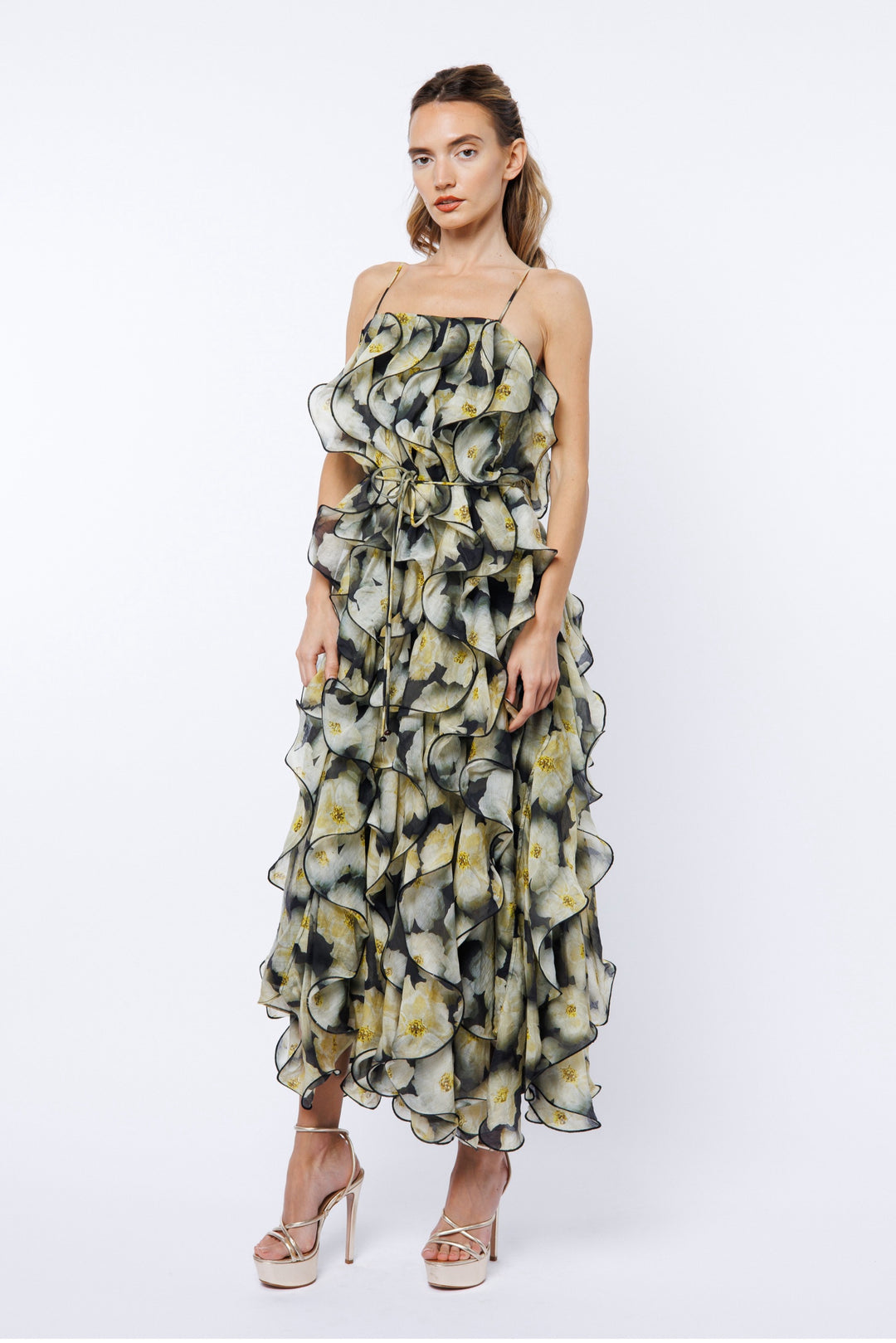 IRINA RUFFLED MIDI DRESS