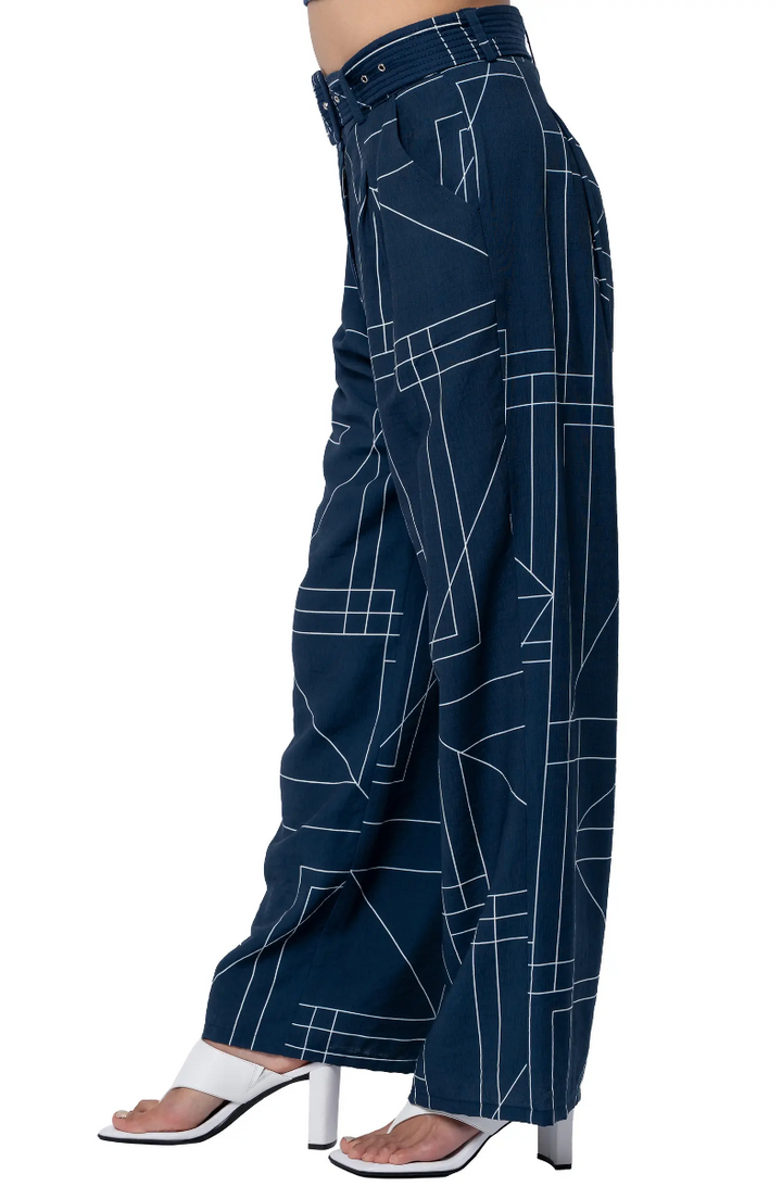 SYDNEY TOP-STITCHED WIDE LEG PANTS