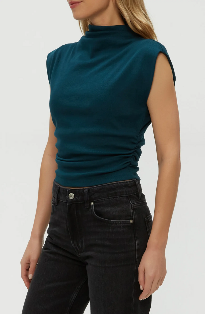 AMARA MOCK NECK POWER SHOULDER TOP