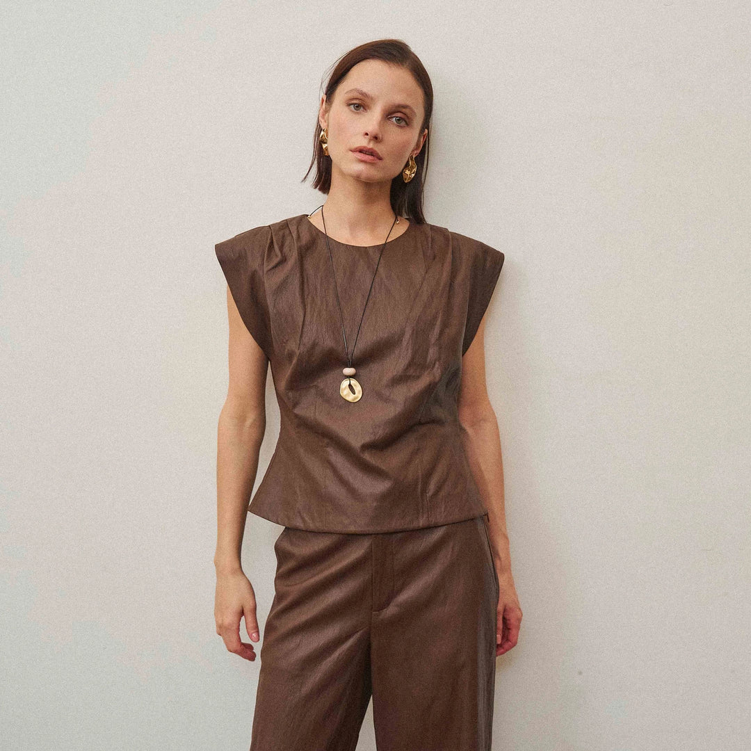 VEGAN LEATHER TOP &amp; PANTS SET