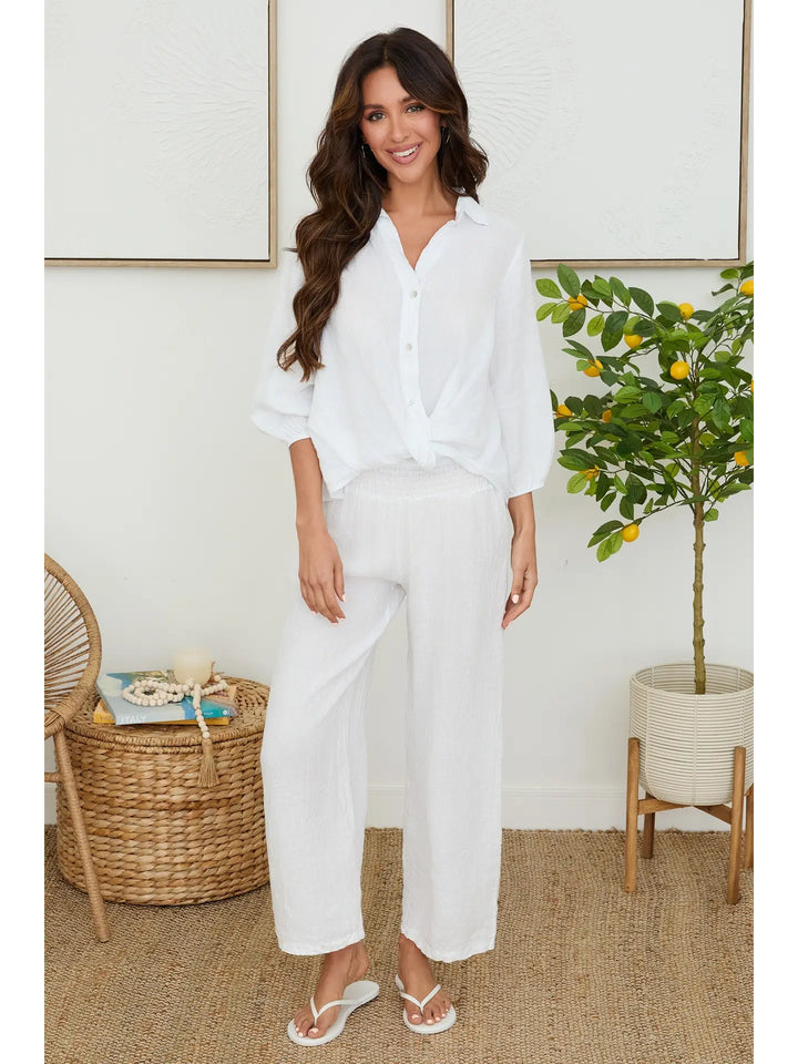 FRONT TWIST HEM HENLEY TOP