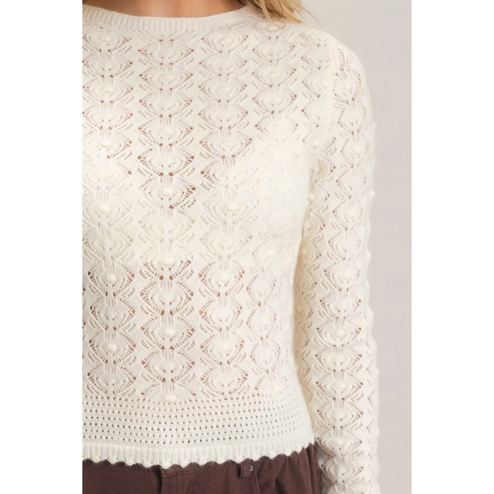 CROCHET SCALLOPED HEM SWEATER