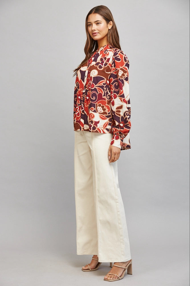 VERTICAL SEAM DETAIL HIGH WAISTED FLARE PANTS