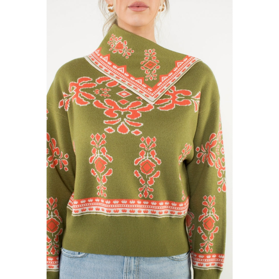 LONG SLEEVE PRINT SWEATER