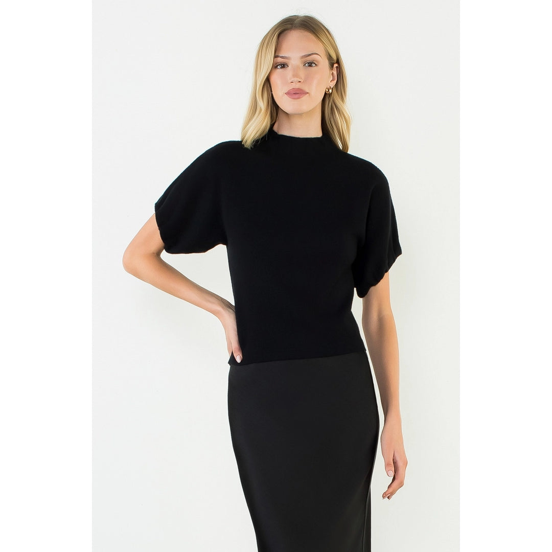 MOCK NECKLINE SUEDE TOP