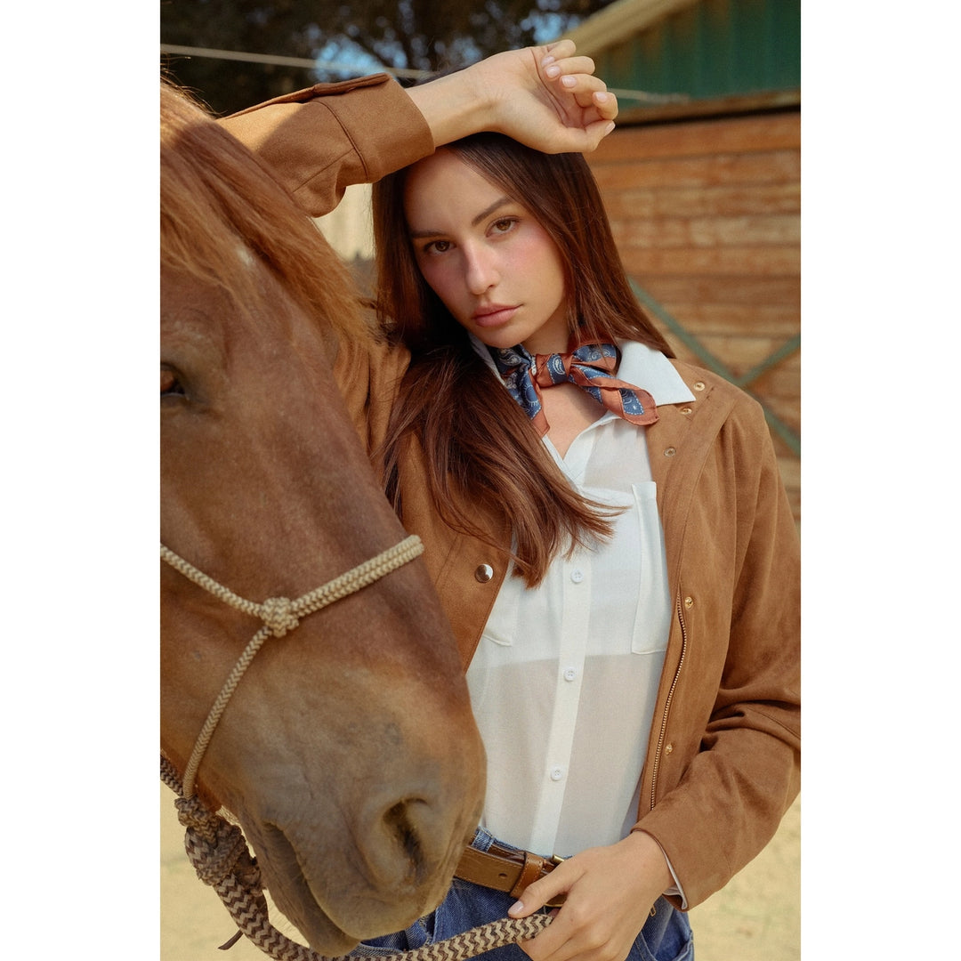 COLLAR SUEDE SNAP JACKET