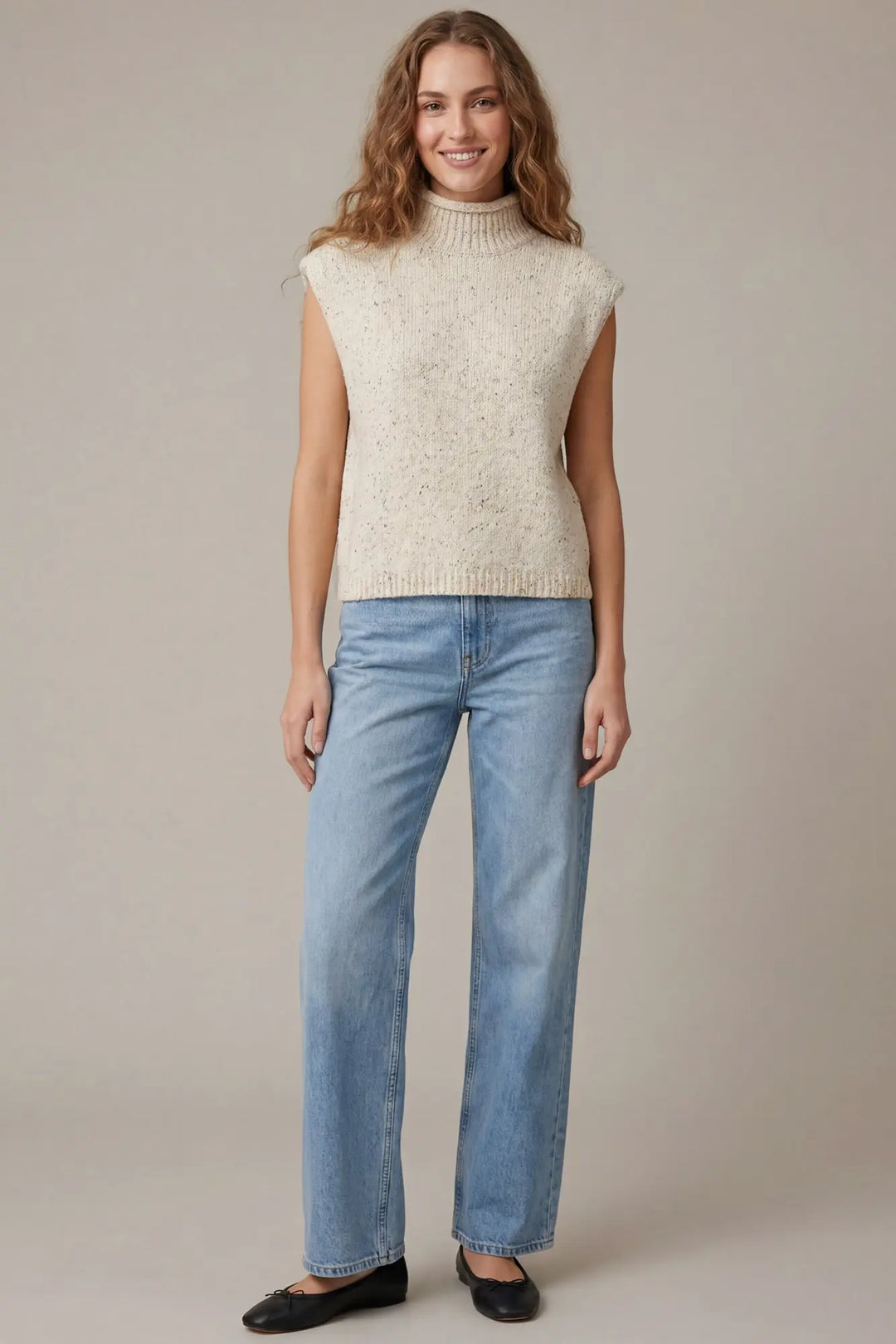 MOCK NECK SWEATER VEST TOP