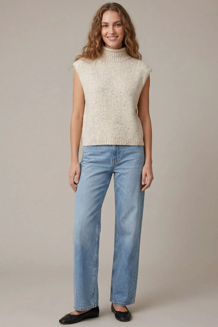 MOCK NECK SWEATER VEST TOP