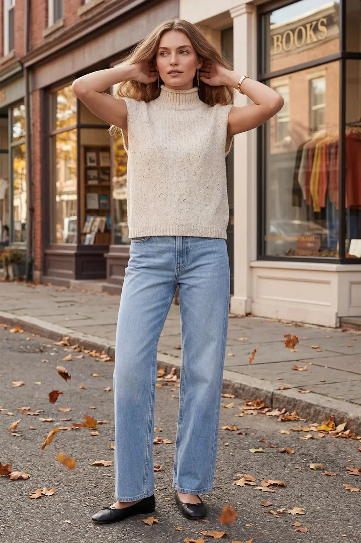 MOCK NECK SWEATER VEST TOP