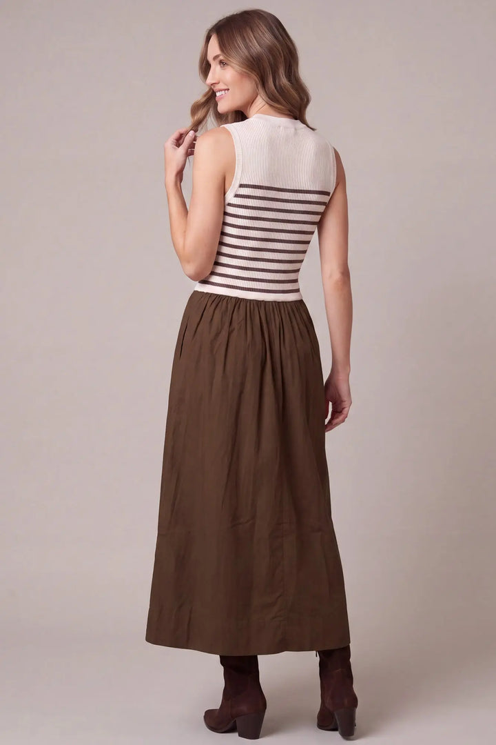 STRIPED KNIT COMBO MAXI DRESS