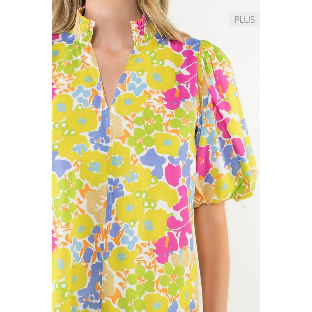 PUFF SLEEVE MULTI COLOR TOP
