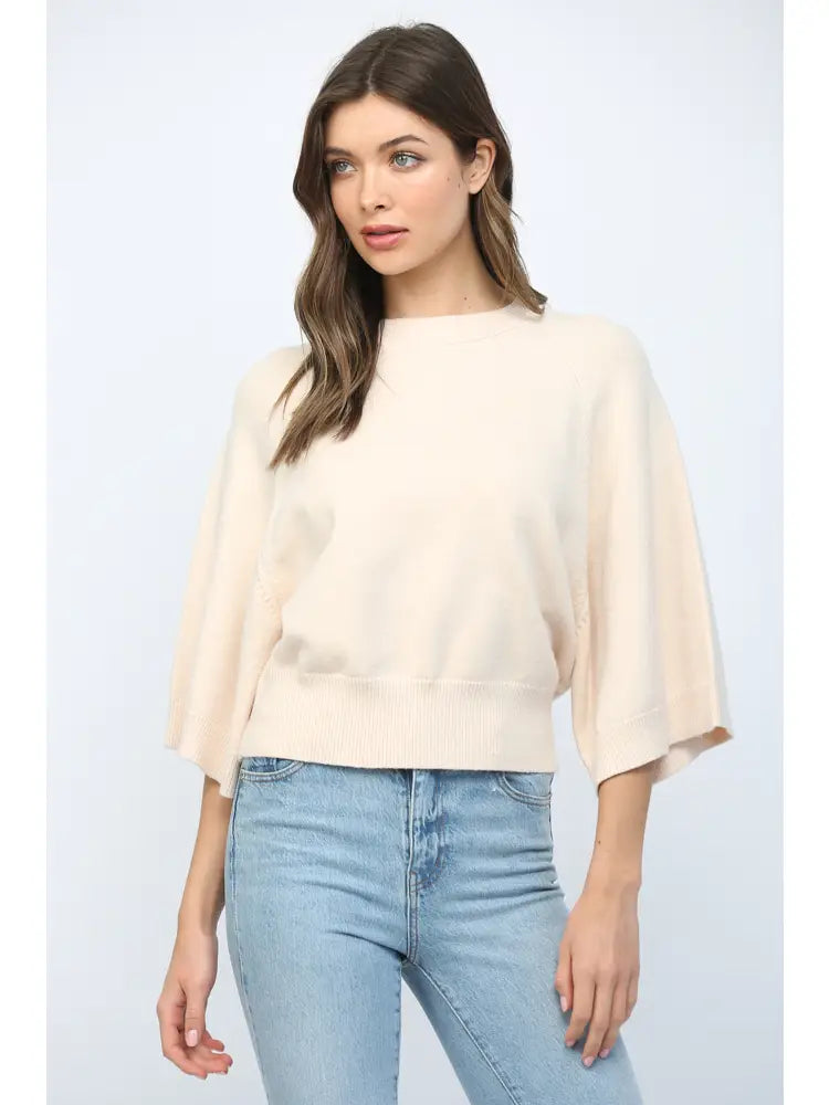 WIDE SLEEVE CREW NECK SWEATER