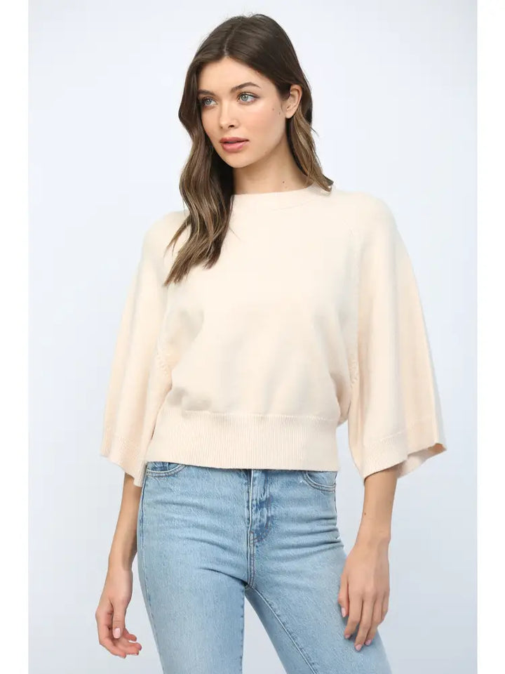 WIDE SLEEVE CREW NECK SWEATER