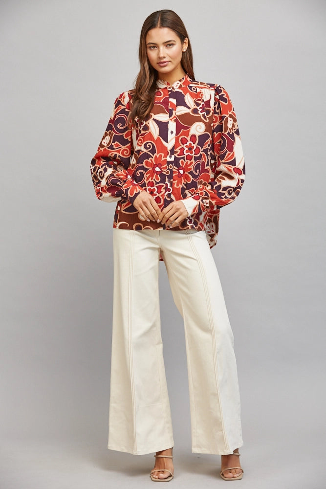 VERTICAL SEAM DETAIL HIGH WAISTED FLARE PANTS