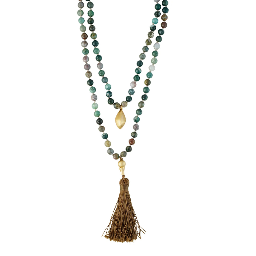 G/JADE-42" BEADED TASSLE NECKLACE