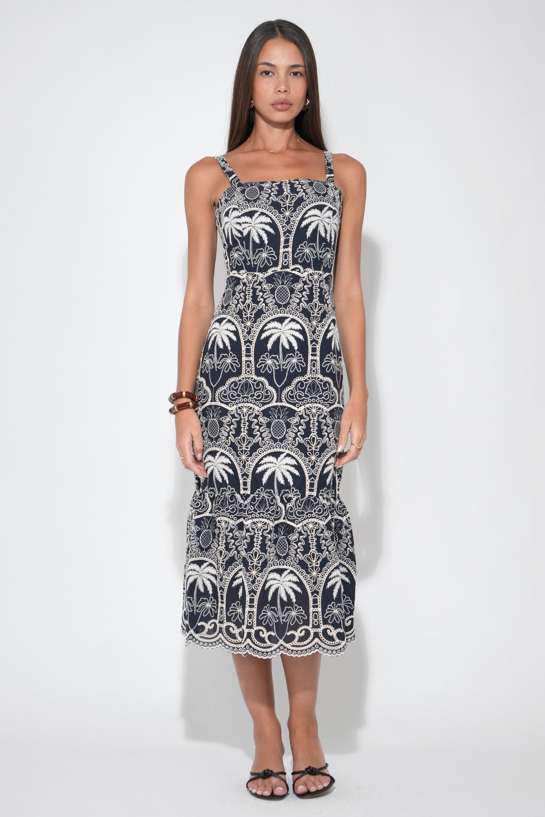 embroidered cotton midi dress Dolce broderie anglaise crochet embroidered cotton midi dress